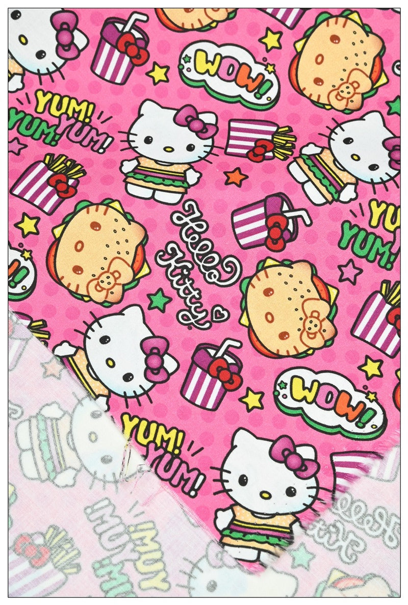 Hello Kitty Cookies and drinks! 1 Yard Medium Thickness Plain Cotton Fabric, Fabric by Yard, Yardage 2024