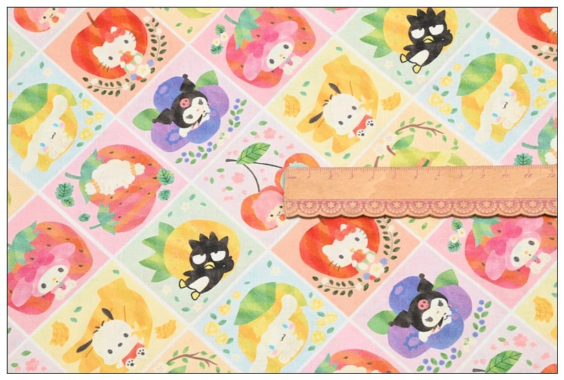 Hello Kitty and Sanrio Friends 5 Prints! 1 Yard Medium Thickness Plain Cotton Fabric, Fabric by Yard, Yardage 202411