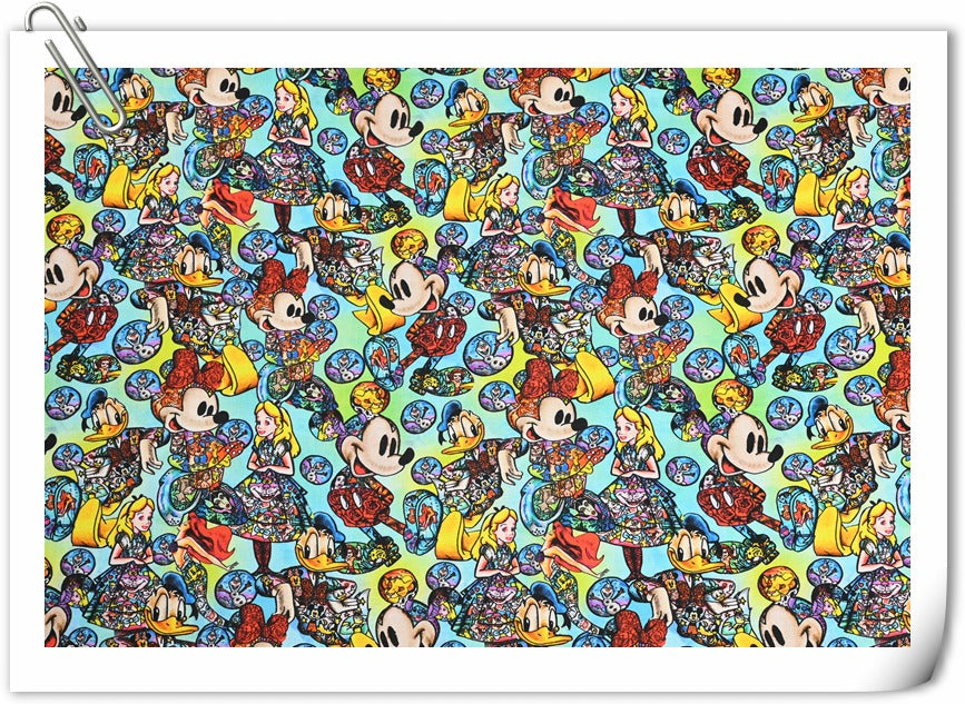 Unreal Mickey and Disney Characters! 1 Yard Plain Cotton Fabric by Yard, Yardage Cotton Fabrics for Style Craft Bags