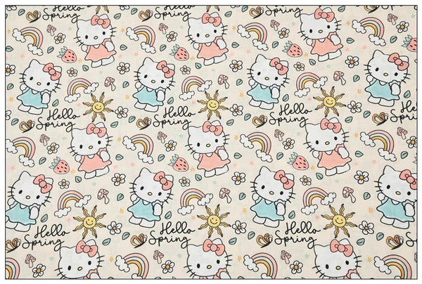 Hello Kitty Spring and Cartoon Friends 2 Colors! 1 Yard Medium Thickness Plain Cotton Fabric, Fabric by Yard, Yardage 2024