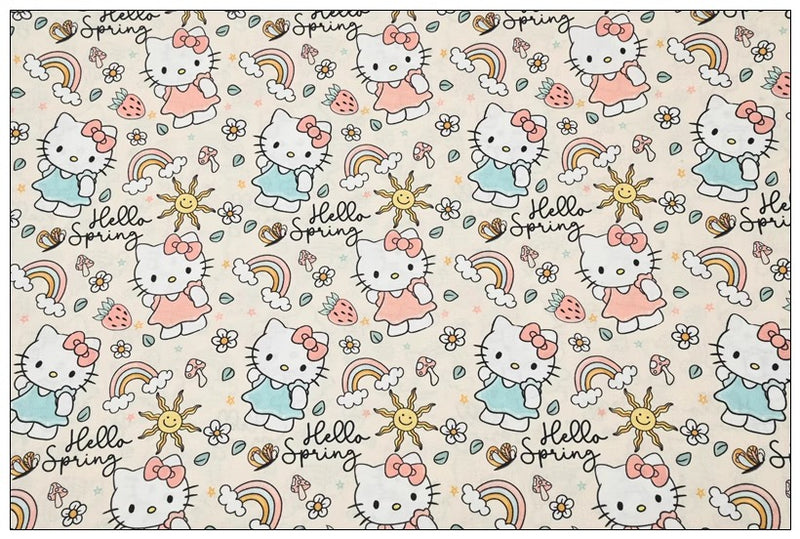 Hello Kitty Spring and Cartoon Friends 2 Colors! 1 Yard Medium Thickness Plain Cotton Fabric, Fabric by Yard, Yardage 2024