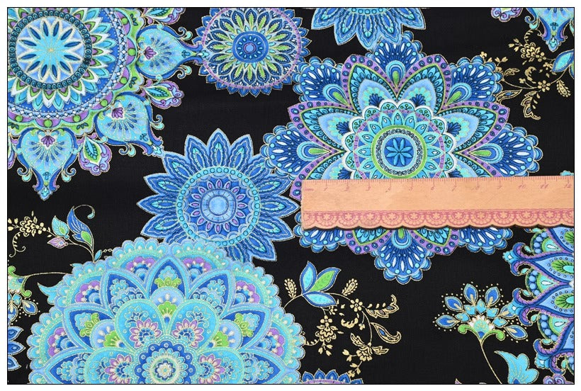 Fantasy Paisley blue 2 Patterns! 1 Yard Quality Printed Cotton, Fabrics by Yard, Fabric Yardage Fabrics Japanese Style (Copy)