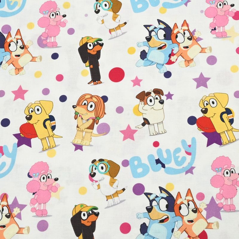 Bluey the Aussie Cartoon Series Dog 4 Prints! 1 Yard Quality Medium Thickness Plain Cotton Fabric, Fabric Aussie 2411