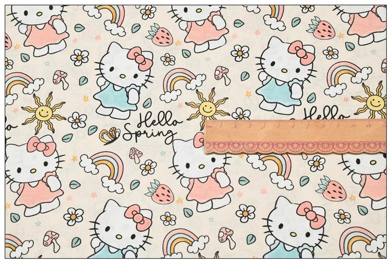 Hello Kitty Spring and Cartoon Friends 2 Colors! 1 Yard Medium Thickness Plain Cotton Fabric, Fabric by Yard, Yardage 2024