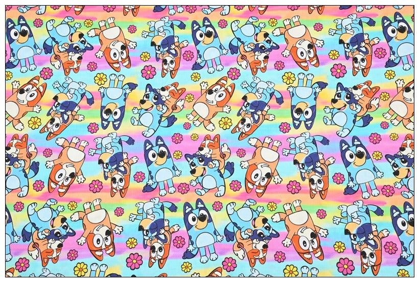 Bluey the Aussie Cartoon Dog 10 Prints! 1 Yard Quality Medium Thickness Plain Cotton Fabric, Fabric Aussie 2408