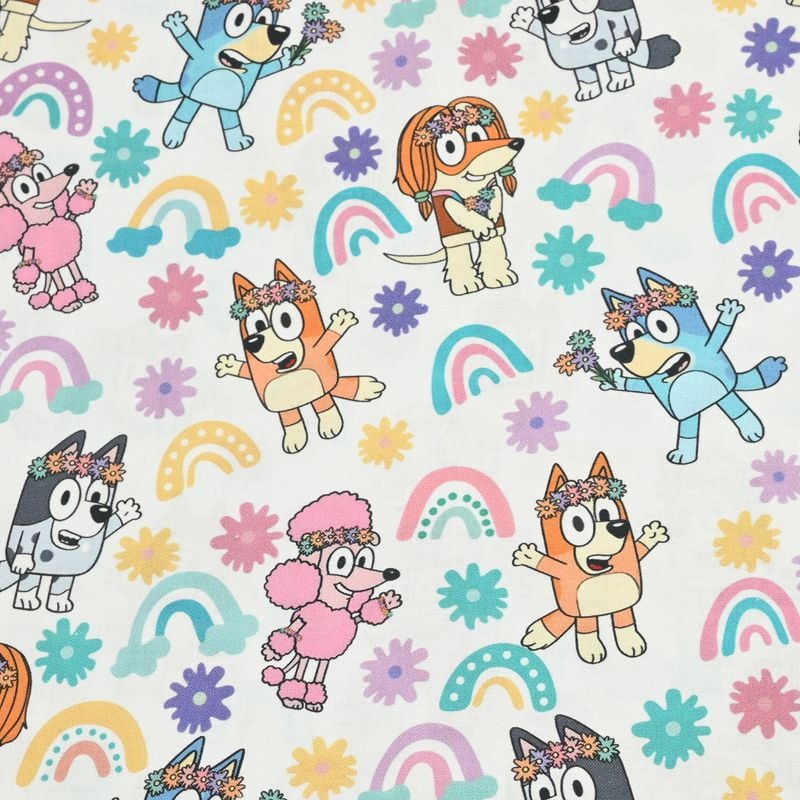 Bluey the Aussie Cartoon Series Dog 4 Prints! 1 Yard Quality Medium Thickness Plain Cotton Fabric, Fabric Aussie 2411