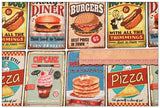 Cafe and Fast Food Themed 5 Prints ! 1 Yard Medium Thickness Cotton Fabric, Fabric by Yard, Yardage Cotton Fabrics for Style Clothes, Bags