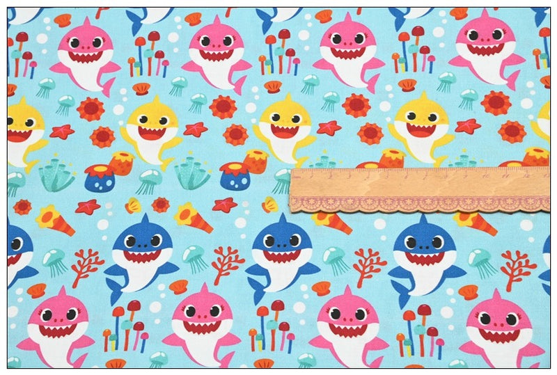 the Baby Shark Cartoon 10 Prints! 1 Yard Printed Cotton Fabric, Fabric by Yard, Yardage Fabrics, Children  Kids