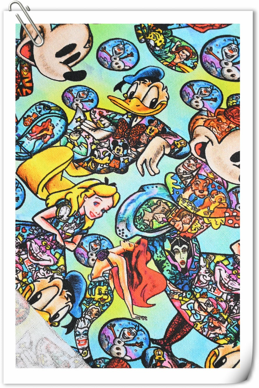 Unreal Mickey and Disney Characters! 1 Yard Plain Cotton Fabric by Yard, Yardage Cotton Fabrics for Style Craft Bags