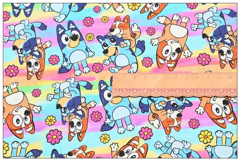 Bluey the Aussie Cartoon Dog 10 Prints! 1 Yard Quality Medium Thickness Plain Cotton Fabric, Fabric Aussie 2408