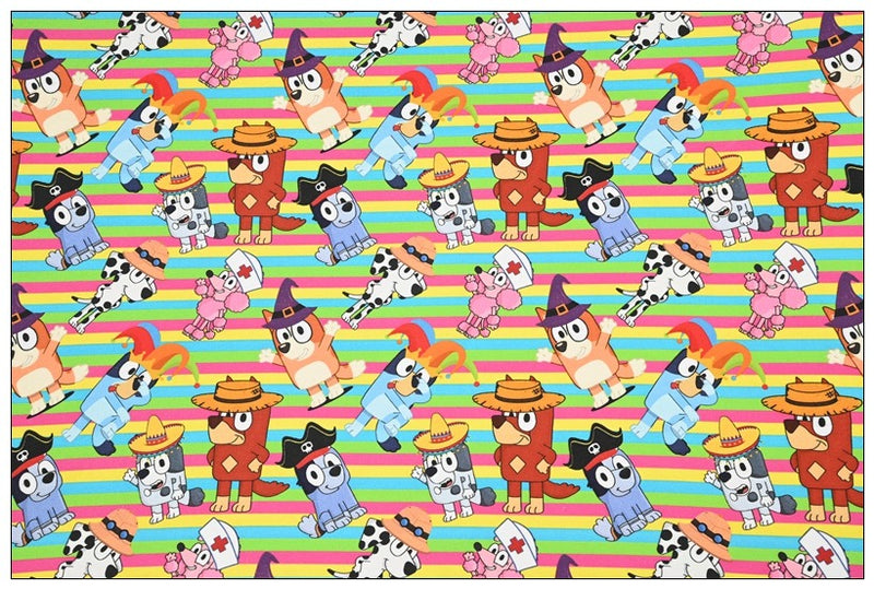 Adorable Bluey the Aussie Cartoon Dog 11 Prints! 1 Yard Quality light-weight Oxford Cotton Fabric, Fabric Aussie 2410