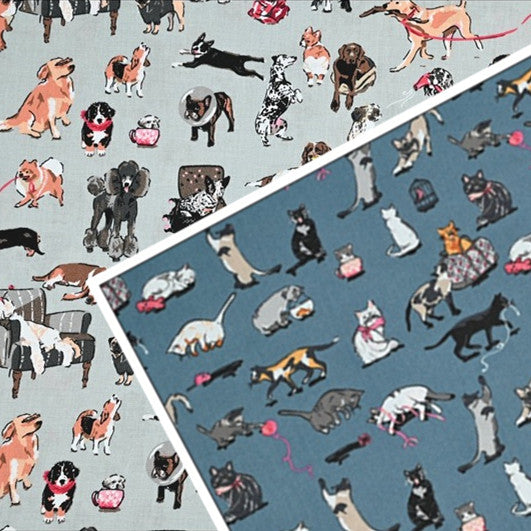 Dog Show_ Cat's Meow! 1 Meter Quality Printed Cotton Fabrics by Yard, Vera Bradley Retired Pattern