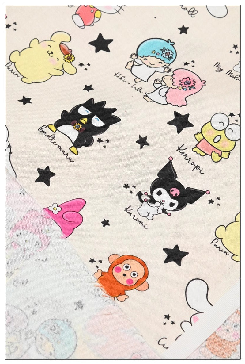 Hello Kitty Spring and Cartoon Friends 2 Colors! 1 Yard Medium Thickness Plain Cotton Fabric, Fabric by Yard, Yardage 2024