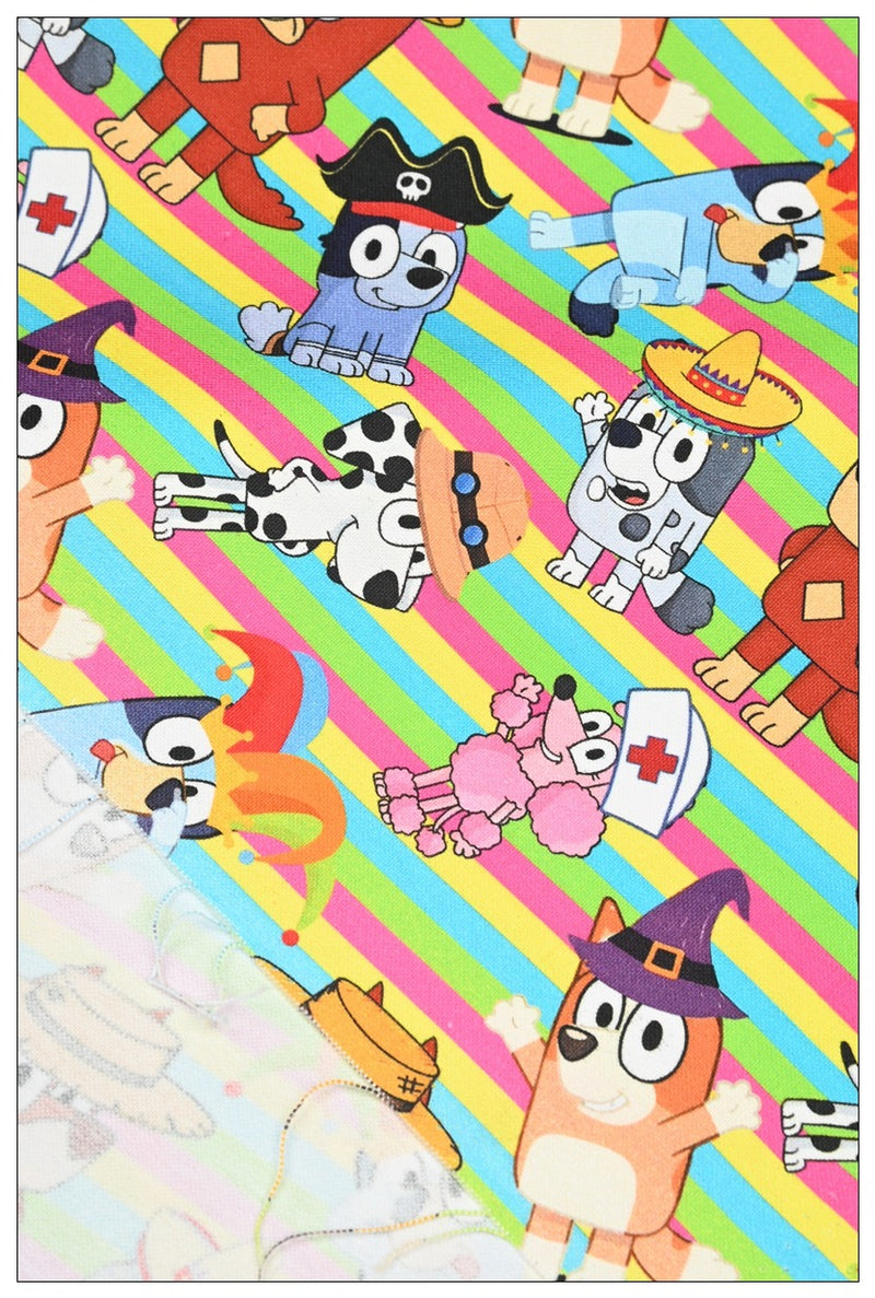 Adorable Bluey the Aussie Cartoon Dog 11 Prints! 1 Yard Quality light-weight Oxford Cotton Fabric, Fabric Aussie 2410