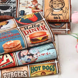 Cafe and Fast Food Themed 5 Prints ! 1 Yard Medium Thickness Cotton Fabric, Fabric by Yard, Yardage Cotton Fabrics for Style Clothes, Bags