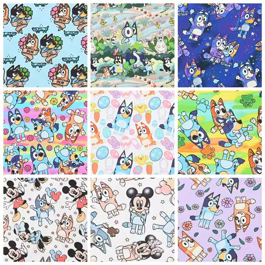 Bluey the Aussie Cartoon Dog 10 Prints! 1 Yard Quality Medium Thickness Plain Cotton Fabric, Fabric Aussie 2408