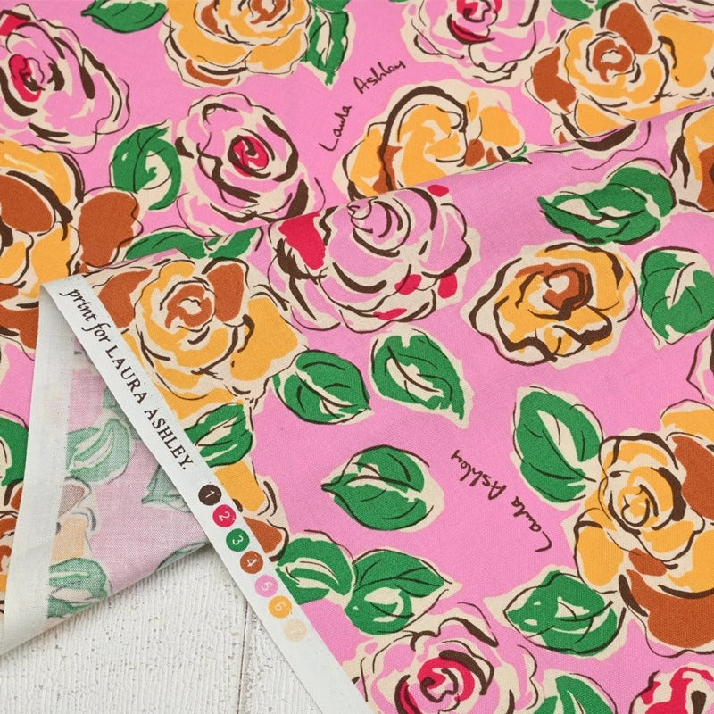 Laura Ashley Pink Roses Floral! 1 Yard Medium Thickness Plain Cotton Fabric, Fabric by Yard, Yardage