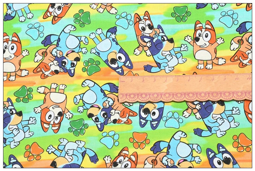 Bluey the Aussie Cartoon Dog 10 Prints! 1 Yard Quality Medium Thickness Plain Cotton Fabric, Fabric Aussie 2408