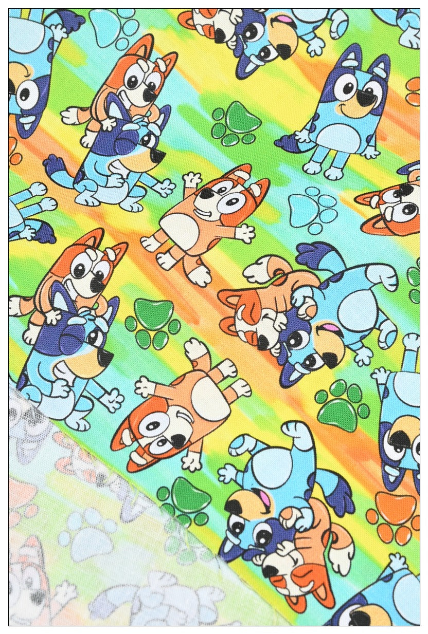 Bluey the Aussie Cartoon Dog 10 Prints! 1 Yard Quality Medium Thickness Plain Cotton Fabric, Fabric Aussie 2408