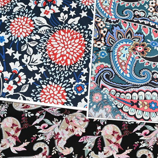 Red White & Blossoms _ Haymarket Paisley Jewel_Botanical Paisley! 1 Meter Quality Printed Cotton Fabrics by Yard, Vera Bradley Retired