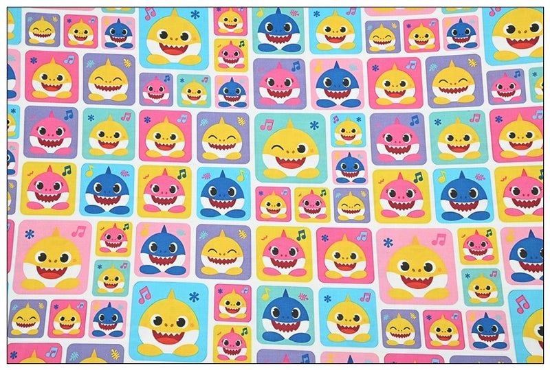 the Baby Shark Cartoon 10 Prints! 1 Yard Printed Cotton Fabric, Fabric by Yard, Yardage Fabrics, Children  Kids