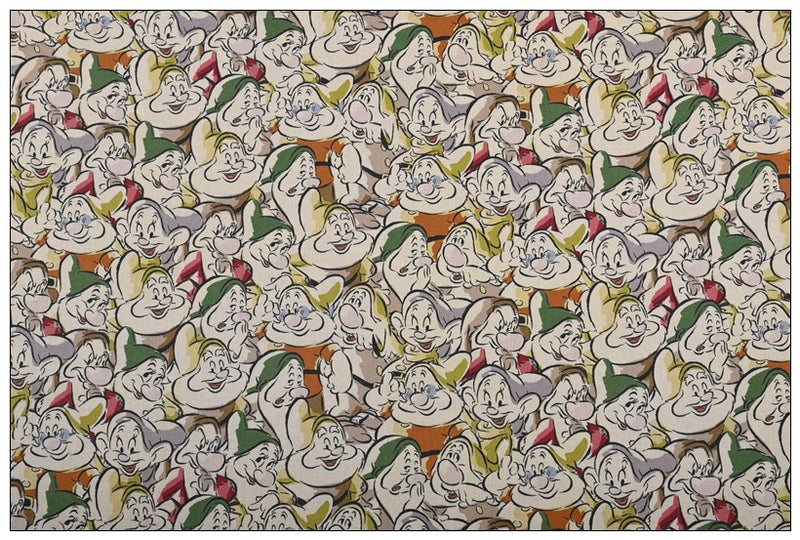 The Seven Dwarfs! 1 Meter Quality Printed Cotton Fabric, Fabric by Yard, Yardage Cotton Bag Fabrics Snow White