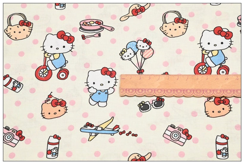 Hello Kitty and Sanrio Friends 5 Prints! 1 Yard Medium Thickness Plain Cotton Fabric, Fabric by Yard, Yardage 202411