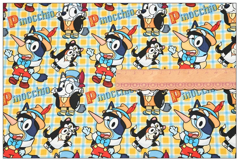 Adorable Bluey the Aussie Cartoon Dog 11 Prints! 1 Yard Quality light-weight Oxford Cotton Fabric, Fabric Aussie 2410