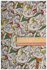 The Seven Dwarfs! 1 Meter Quality Printed Cotton Fabric, Fabric by Yard, Yardage Cotton Bag Fabrics Snow White