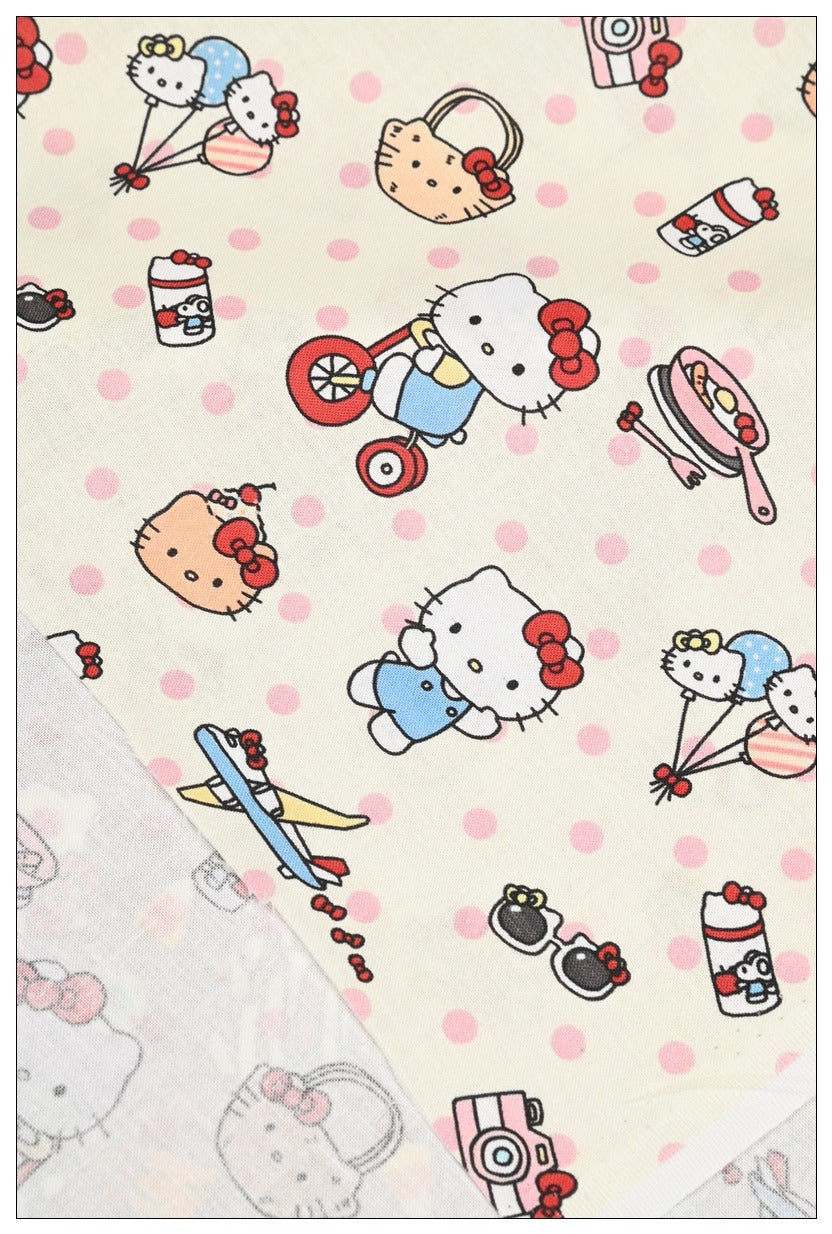 Hello Kitty and Sanrio Friends 5 Prints! 1 Yard Medium Thickness Plain Cotton Fabric, Fabric by Yard, Yardage 202411