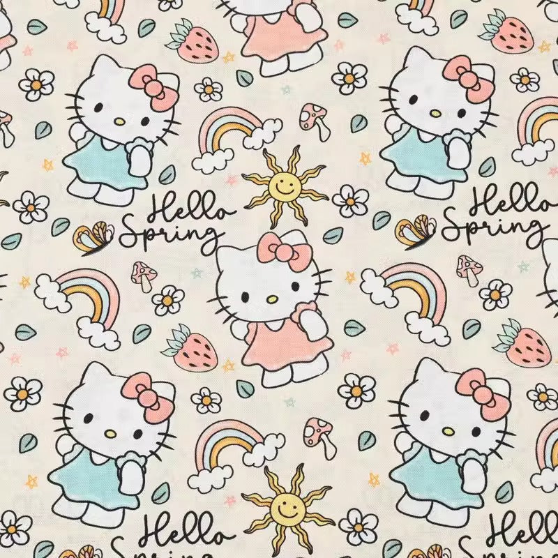 Hello Kitty Spring and Cartoon Friends 2 Colors! 1 Yard Medium Thickness Plain Cotton Fabric, Fabric by Yard, Yardage 2024