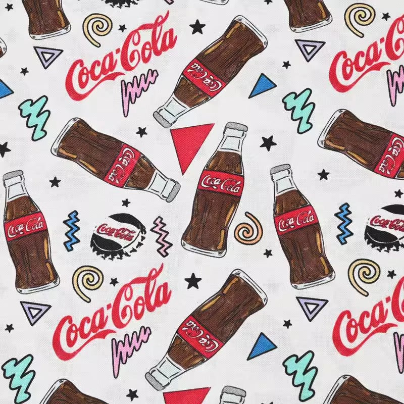 Coke Bottles and Ties Coca-Colar Themed ! 1 Yard Medium Thickness Cotton Fabric, Fabric by Yard, Yardage Cotton Fabrics for Style Clothes, Bags (Copy)