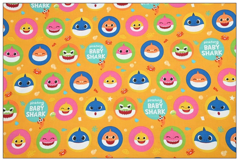 the Baby Shark Cartoon 10 Prints! 1 Yard Printed Cotton Fabric, Fabric by Yard, Yardage Fabrics, Children  Kids