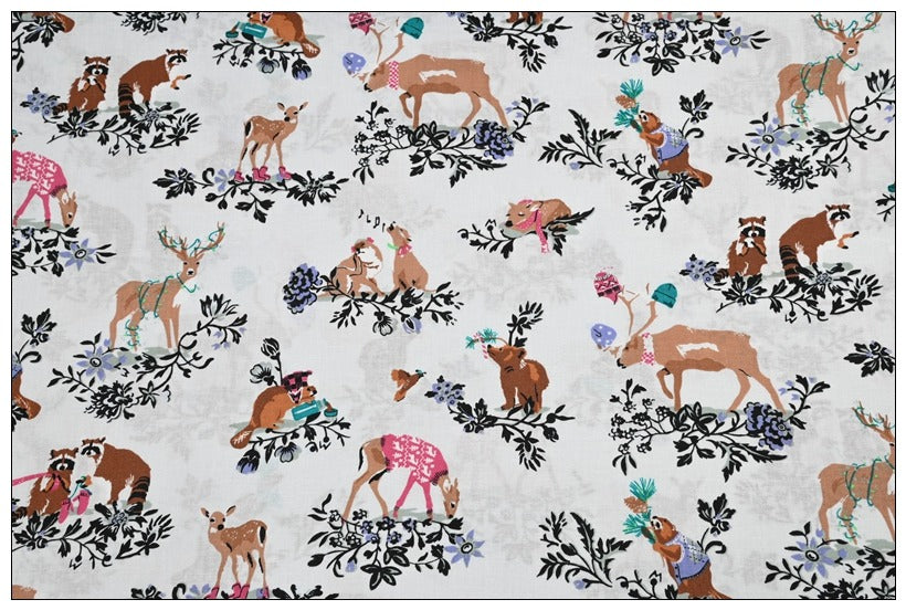 Merry Mischief Snowday Animals Vera Bradl! 1 Meter Quality Printed Cotton Fabrics by Yard, Vera Bradley Retired