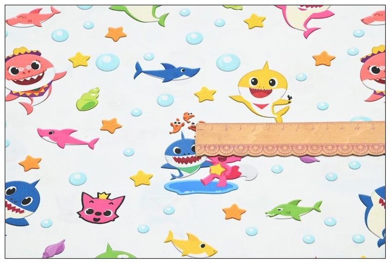 the Baby Shark Cartoon 10 Prints! 1 Yard Printed Cotton Fabric, Fabric by Yard, Yardage Fabrics, Children  Kids