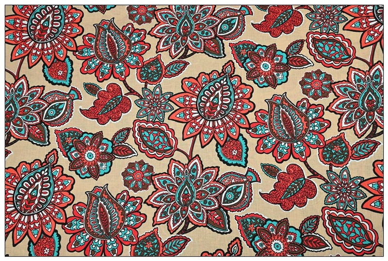 Desert Floral Classic Vera! 1 Meter Medium Thickness Cotton Fabric, Fabric by Yard, Yardage Cotton Fabrics for  Style Garments, Bags