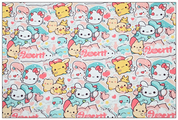 Hello Kitty and Cartoon Friends 2 Colors! 1 Yard Medium Thickness Plain Cotton Fabric, Fabric by Yard, Yardage (Copy)