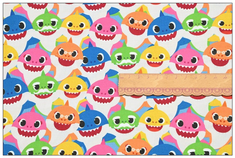 the Baby Shark Cartoon 10 Prints! 1 Yard Printed Cotton Fabric, Fabric by Yard, Yardage Fabrics, Children  Kids