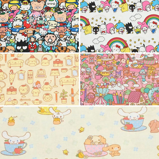 Sanrio Characters Cinnamoroll 5 Prints! 1 Yard Medium Thickness Plain Cotton Fabric, Fabric by Yard, Yardage 202411