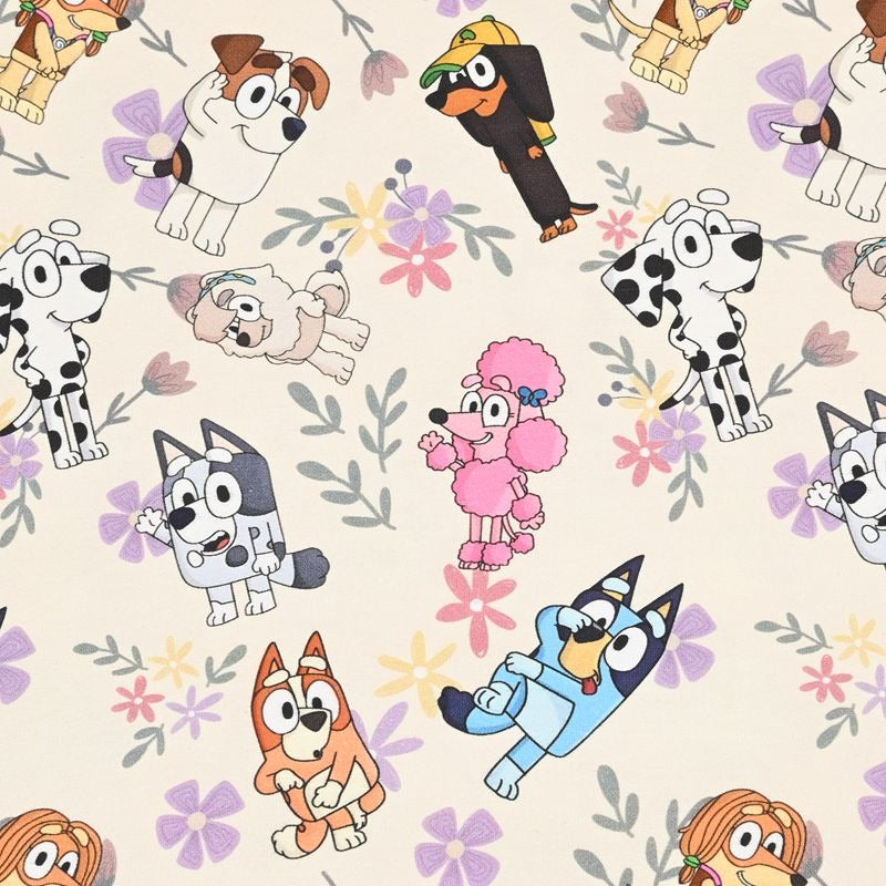 Adorable Bluey the Aussie Cartoon Dog 11 Prints! 1 Yard Quality light-weight Oxford Cotton Fabric, Fabric Aussie 2410