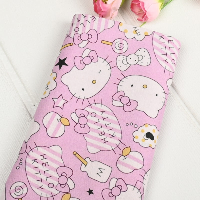 Hello Kitty Pink 2 prints! 1 Yard Medium Thickness Plain Cotton Fabric, Fabric by Yard, Yardage