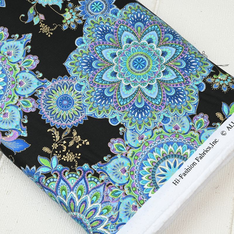 Fantasy Paisley blue 2 Patterns! 1 Yard Quality Printed Cotton, Fabrics by Yard, Fabric Yardage Fabrics Japanese Style (Copy)