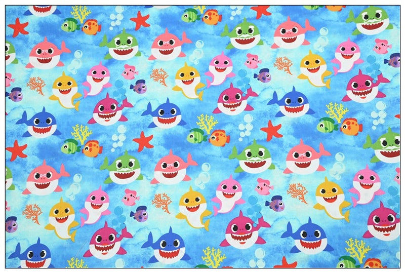 the Baby Shark Cartoon 10 Prints! 1 Yard Printed Cotton Fabric, Fabric by Yard, Yardage Fabrics, Children  Kids