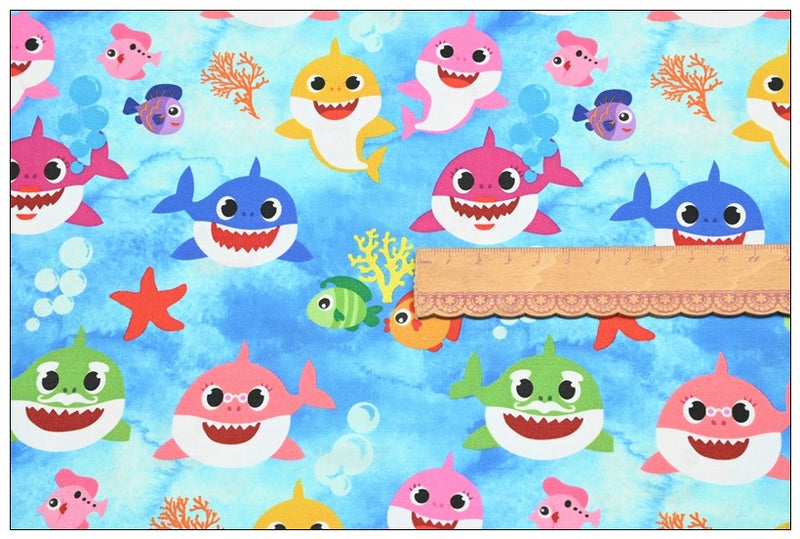 the Baby Shark Cartoon 10 Prints! 1 Yard Printed Cotton Fabric, Fabric by Yard, Yardage Fabrics, Children  Kids