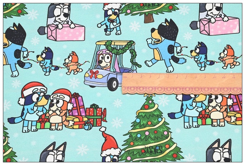 Adorable Bluey the Aussie Cartoon Dog 11 Prints! 1 Yard Quality light-weight Oxford Cotton Fabric, Fabric Aussie 2410