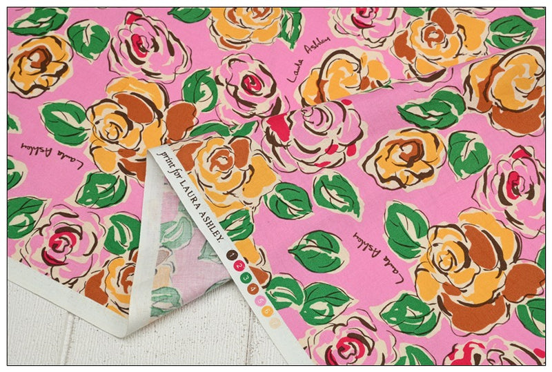 Laura Ashley Pink Roses Floral! 1 Yard Medium Thickness Plain Cotton Fabric, Fabric by Yard, Yardage