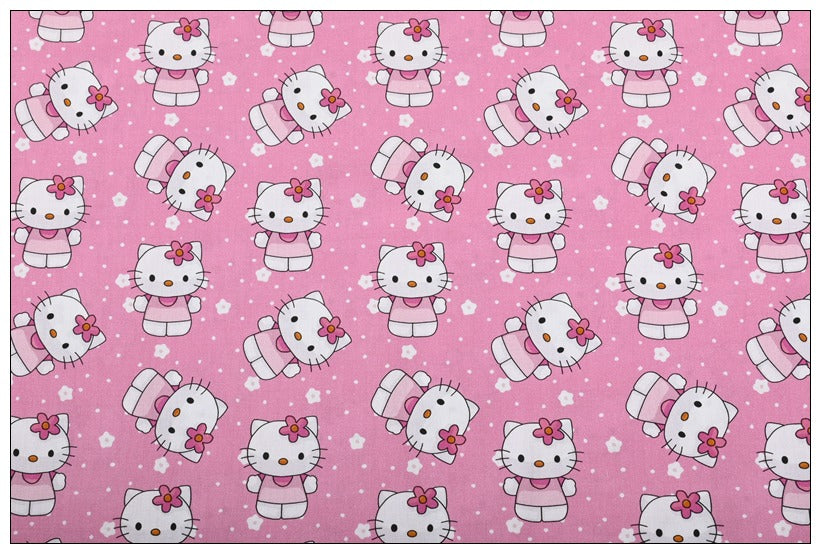 Hello Kitty Pink 2 prints! 1 Yard Medium Thickness Plain Cotton Fabric, Fabric by Yard, Yardage