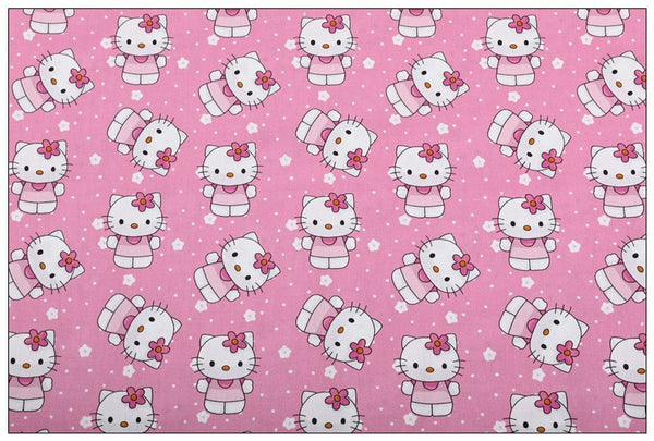 Hello Kitty Pink 2 prints! 1 Yard Medium Thickness Plain Cotton Fabric, Fabric by Yard, Yardage