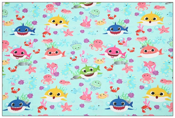 the Baby Shark Cartoon 10 Prints! 1 Yard Printed Cotton Fabric, Fabric by Yard, Yardage Fabrics, Children  Kids