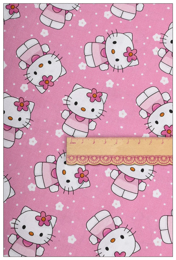 Hello Kitty Pink 2 prints! 1 Yard Medium Thickness Plain Cotton Fabric, Fabric by Yard, Yardage